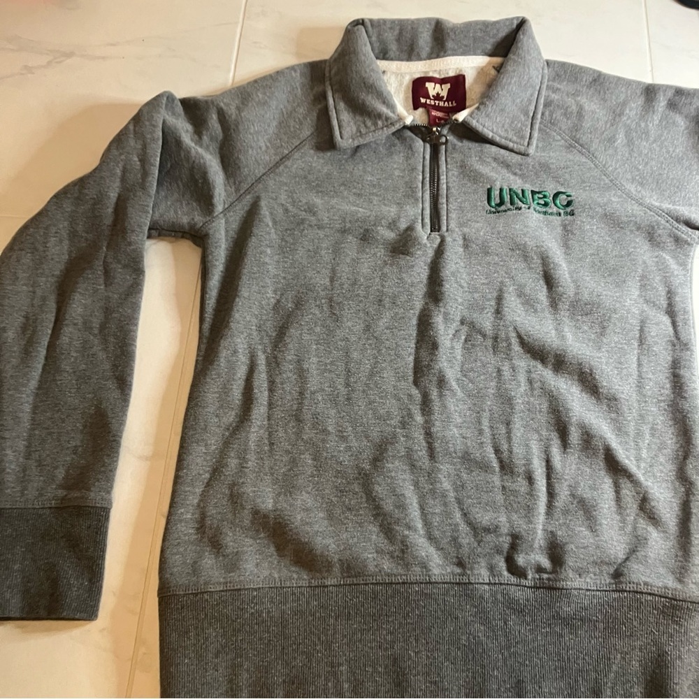 Gray UNBC Quarter-Zip Sweater